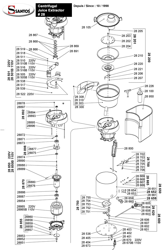 Santos Miracle Juicer Parts and Service